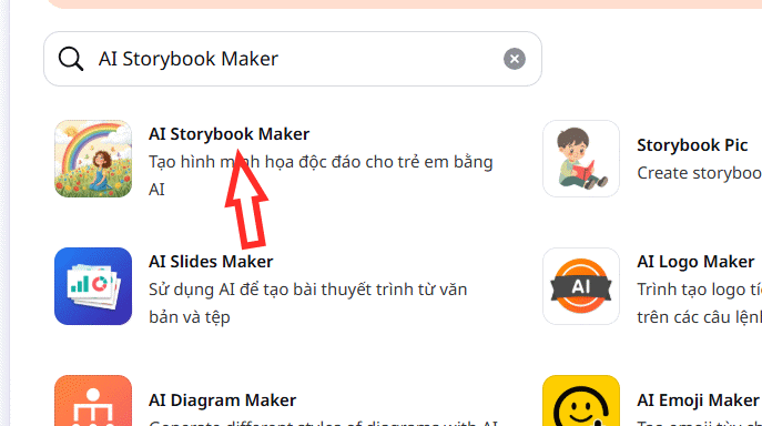 Ứng dụng AI Storybook Maker tạo storybook Canva