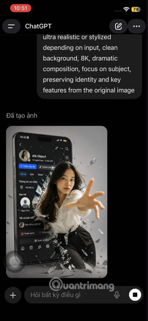 tạo ảnh xuyên thủng trang cá nhân