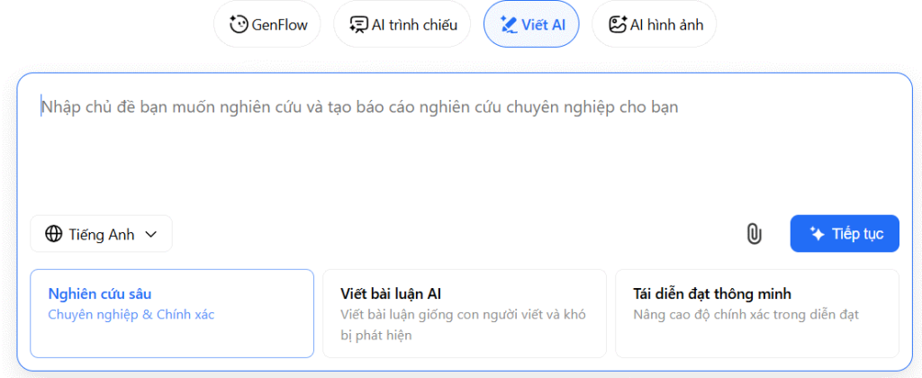 Tùy chọn viết AI trên TeraBox