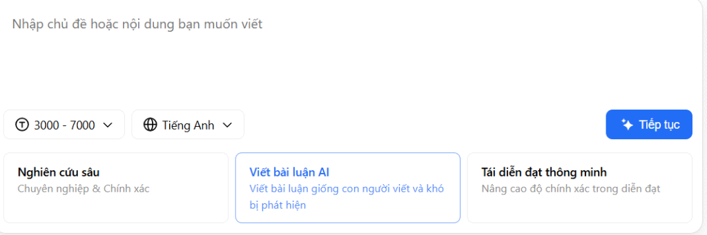 Tùy chọn viết AI trên TeraBox