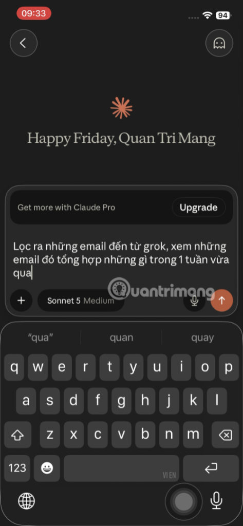 quyền truy cập Gmail Claude