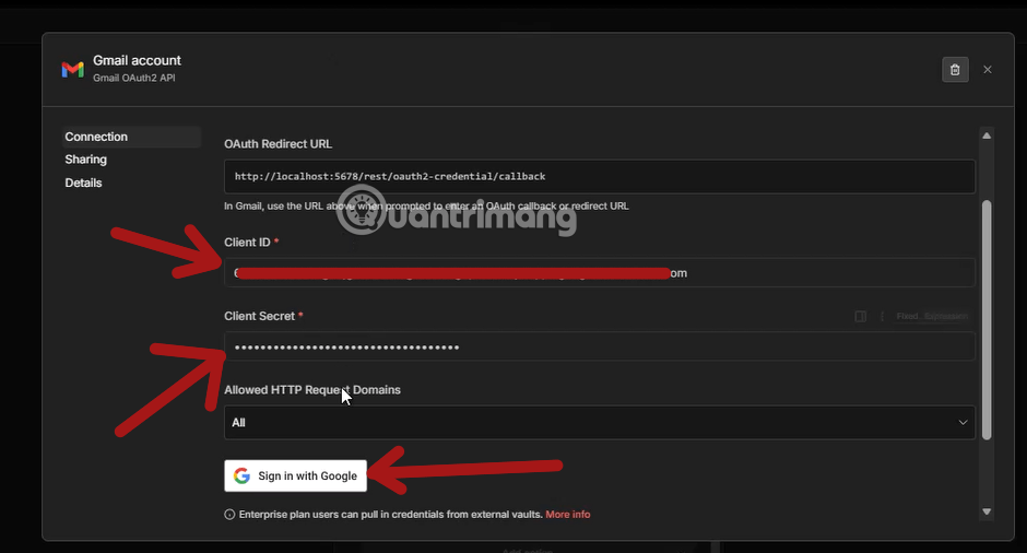 kết nối oauth2 google n8n