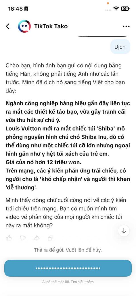 Chat với Tako bằng giọng nói 