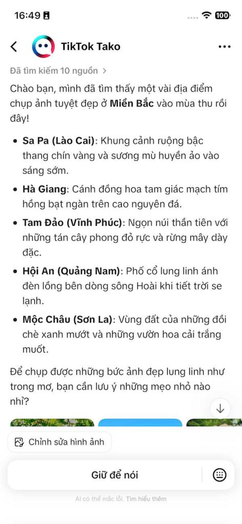 Thông tin phản hồi trên Tako