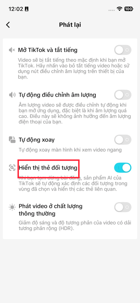 Hiển thị thẻ đối tượng 