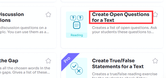 Create Open Questions for a Text trên Twee