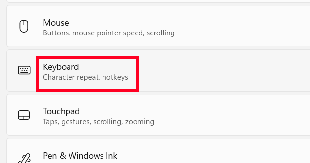 Chỉnh Keyboard Windows