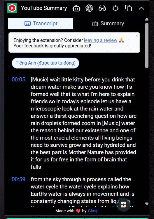 Nội dung tóm tắt video trên YouTube Summary with ChatGPT & Claude