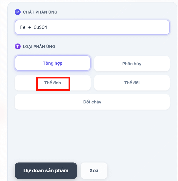 Dự đoán sản phẩm qua dãy nguyên tố trên Zperiod
