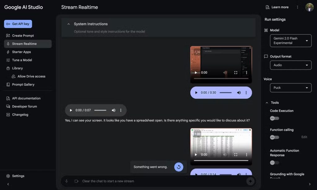 Tương tác trực tiếp với Gemini bằng tính năng Stream Realtime trong AI Studio
