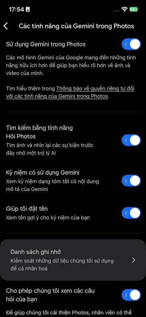 Thiết lập Gemini trong Google Photos
