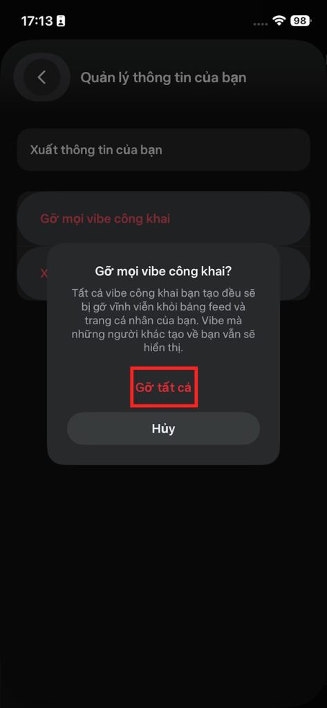 Gỡ vibe công khai