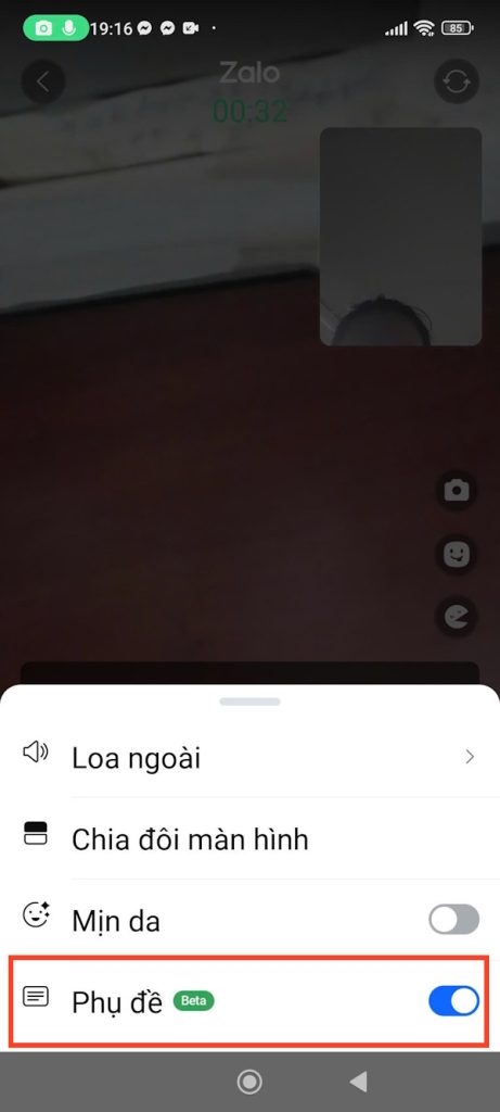 Bật phụ đề gọi video AI Zalo