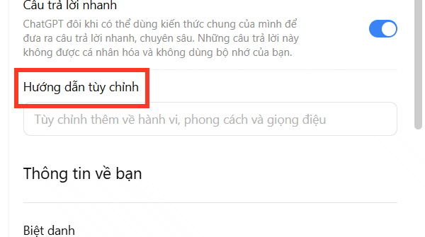 Chỉnh câu trả lời của ChatGPT
