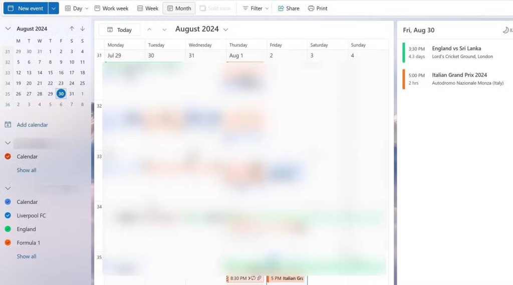 Trang chủ Outlook Calendar