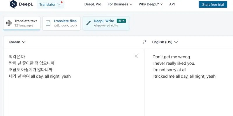 Dịch văn bản tiếng Hàn sang tiếng Anh trên DeepL