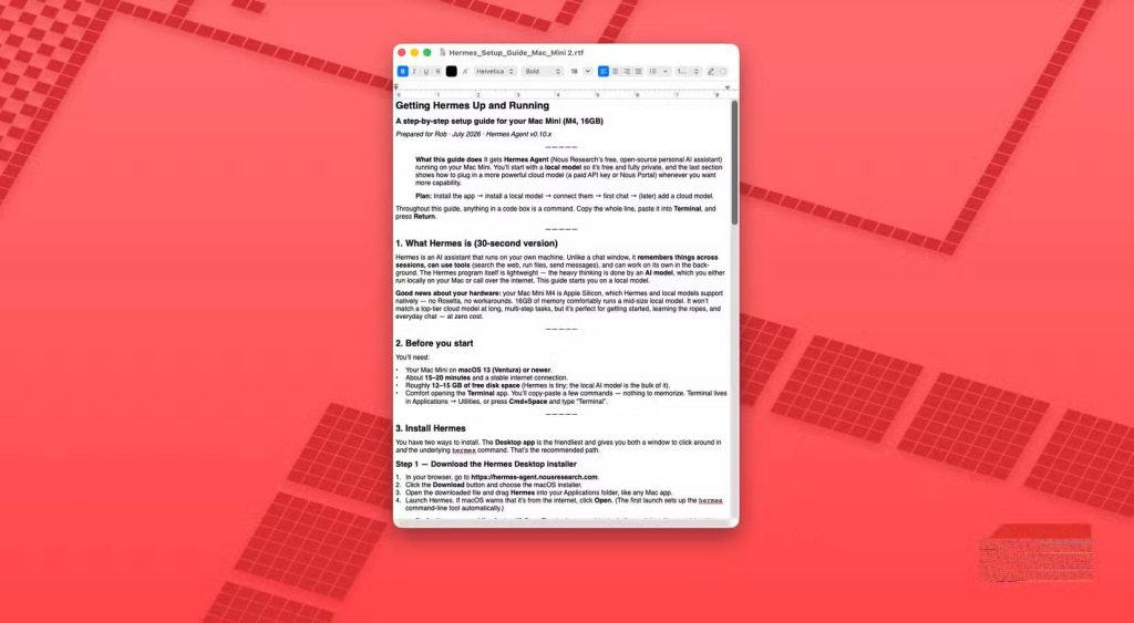 Tài liệu ban đầu để cài đặt AI trên Mac Mini