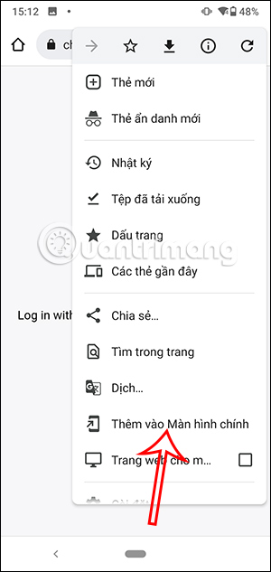 Thêm trang web vào mìn hình chính 