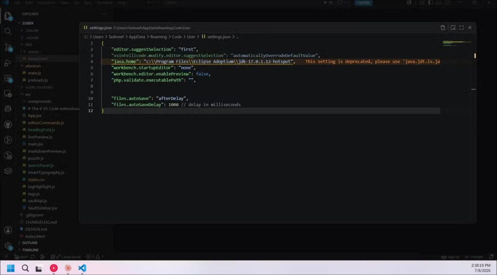 Thiết lập độ trễ tự động lưu của VS Code