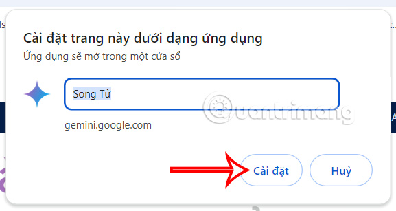 Cài đặt ứng dụng Gemini trên Chrome
