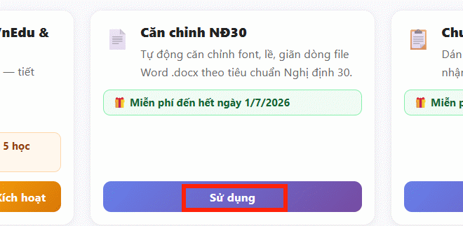 Sử dụng tiện ích căn chỉnh văn bản NĐ 30 trên Giaoviendoimoi