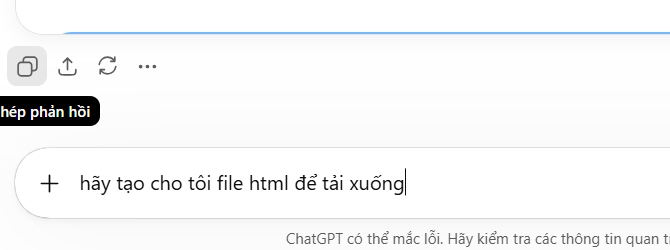 Lệnh tạo file HTML trò chơi trên ChatGPT