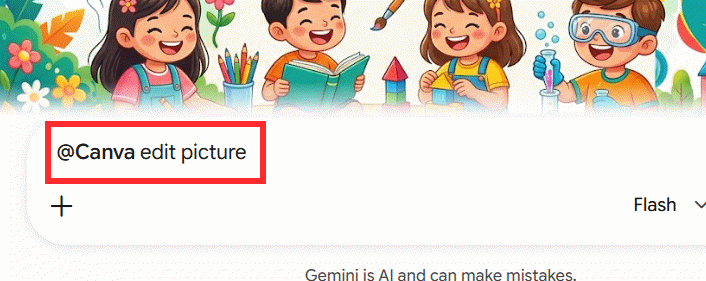 Yêu cầu chỉnh sửa ảnh bằng Canva trong Gemini