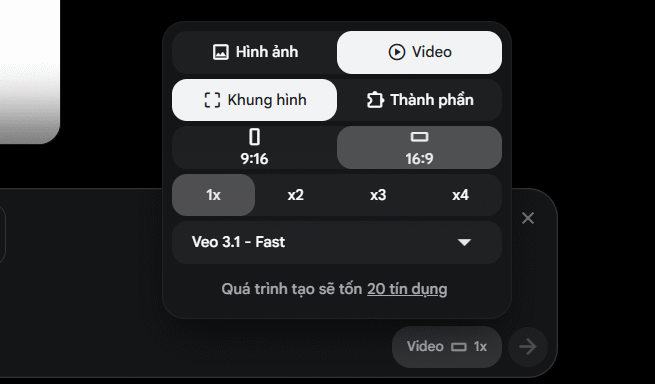 Chế độ tạo video trên Flow