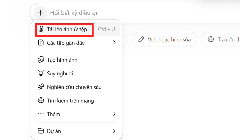 Tải ảnh bản viết tay lên ChatGPT