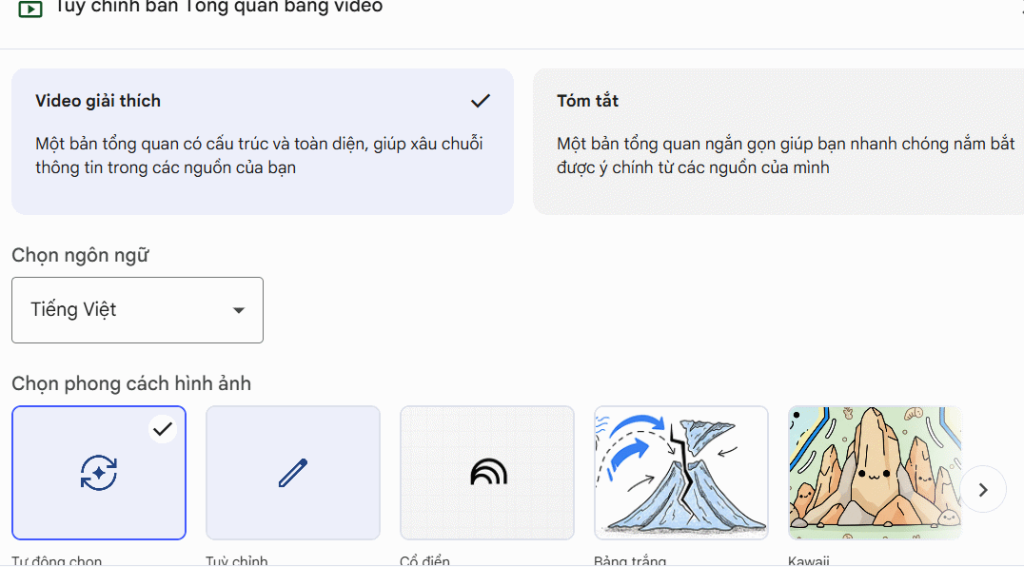 Chỉnh video tạo bằng NotebookLM