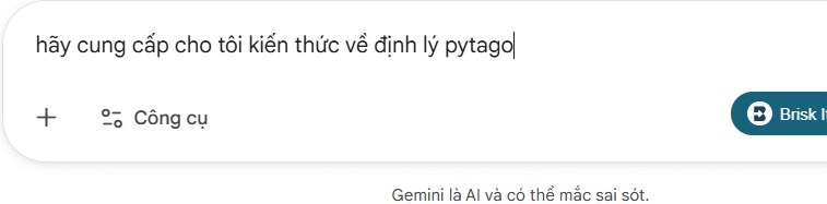 Nhập câu hỏi trên Gemini
