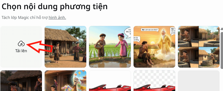 Tải ảnh lên Canva 