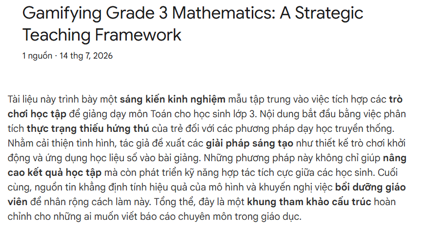 Nội dung tóm tắt SKKN trên NotebooLM