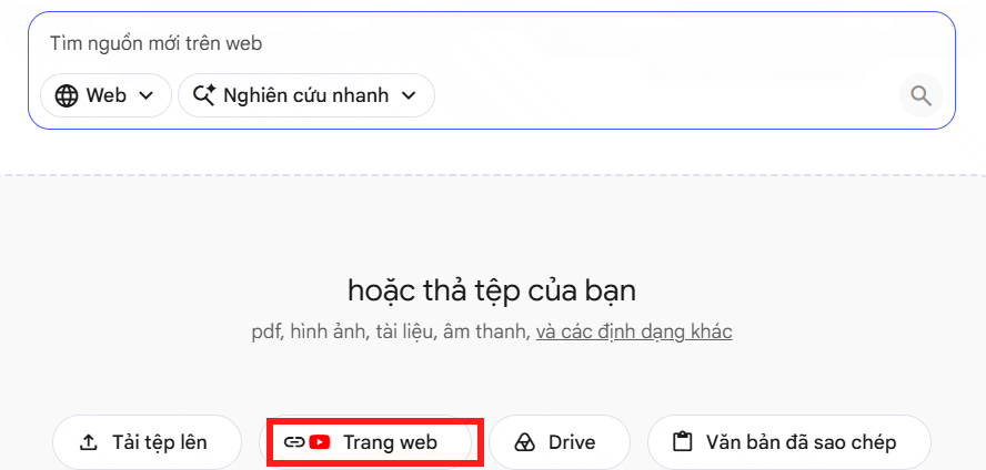 Thêm nguồn cho NotebookLM