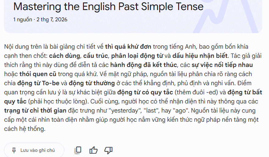 Nội dung phân tích video trên NotebookLM