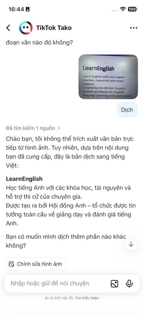 Dịch ảnh chụp trực tiếp 