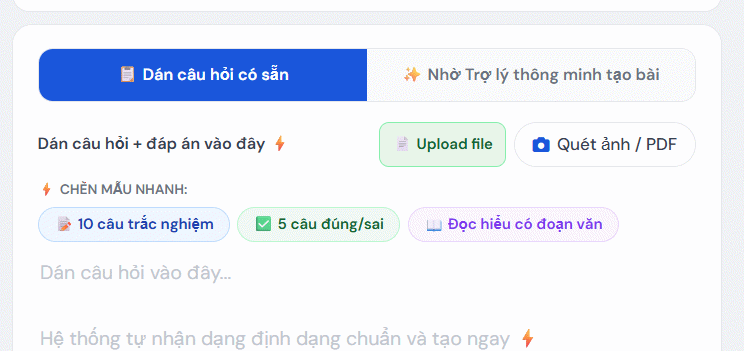 Tạo câu hỏi trắc nghiệm qua file diemdanh.app