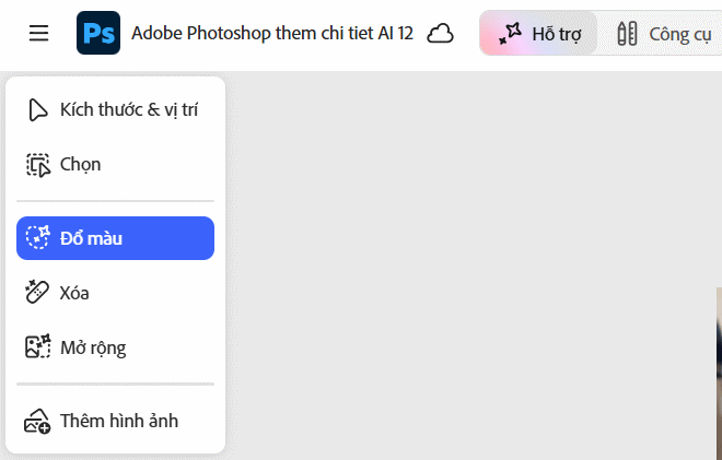 Đổ màu AI trên Photoshop online