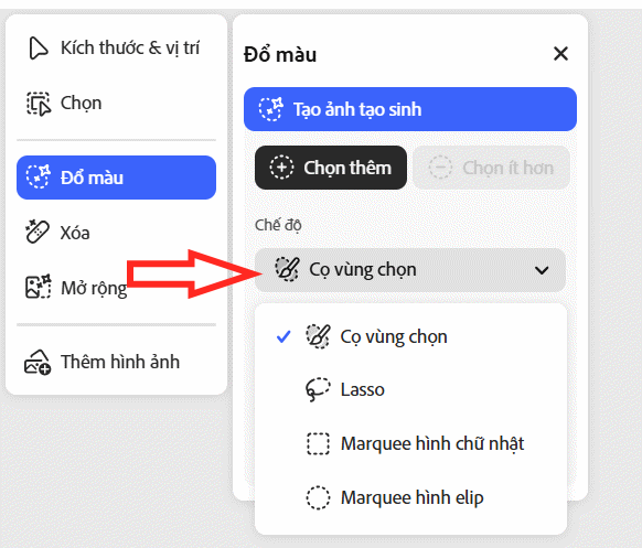 Chọn công cụ khoanh vùng ảnh trên Photoshop online
