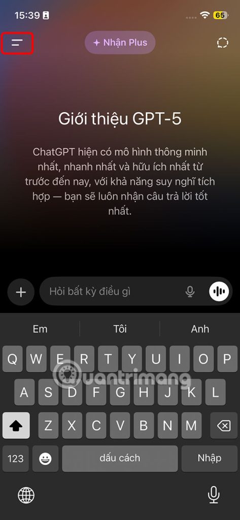 Giao diện ChatGPT trên điện thoại 