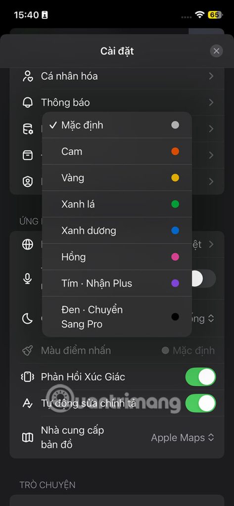 Chọn màu khung chat ChatGPT