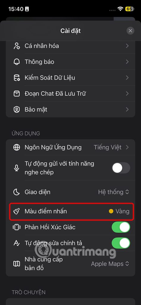 Màu khung chat ChatGPT