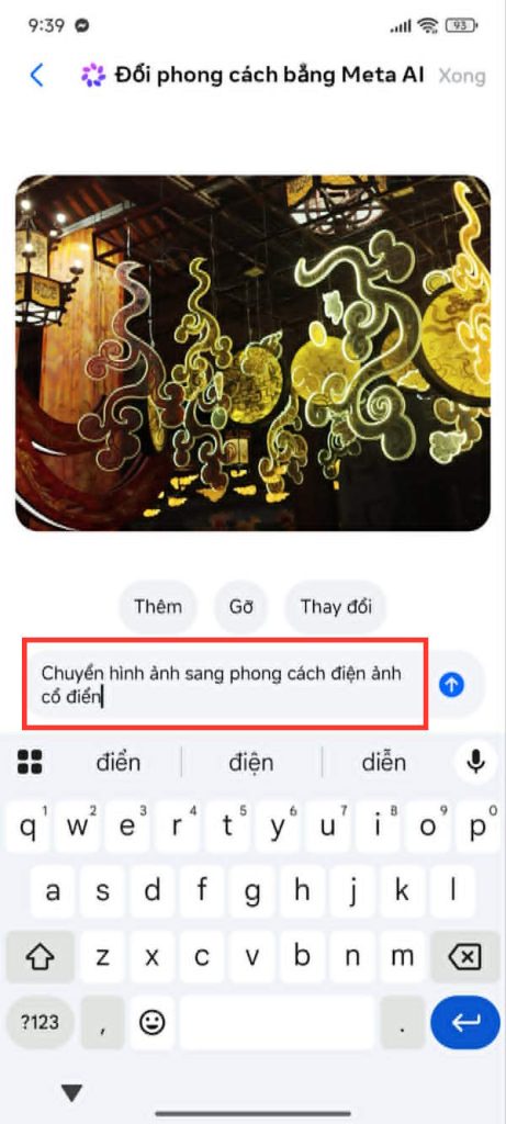 Nhập mô tả đổi phong cách ảnh bằng Meta AI