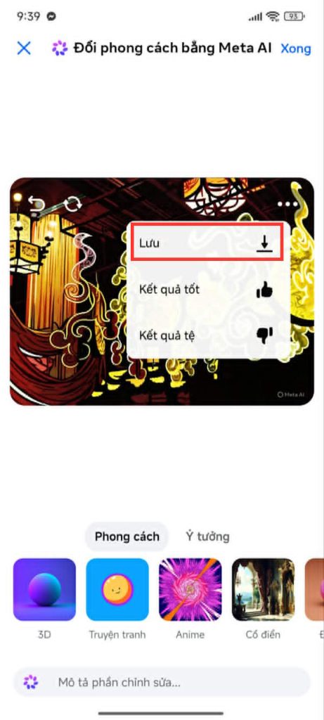 Tải ảnh chỉnh bằng AI trên Messenger