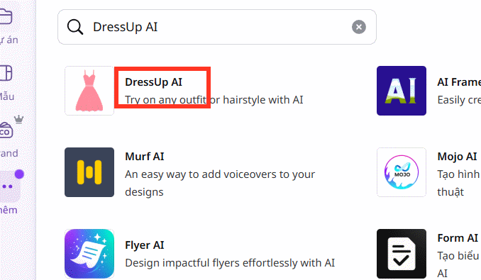 Ứng dụng DressUp AI Canva