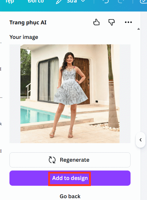 Quần áo thử trên DressUp AI Canva