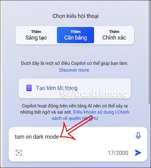 Bật nền đen trên Microsoft Edge
