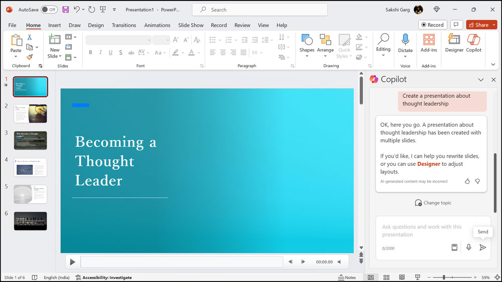 Slide tạo bằng Copilot trong PowerPoint