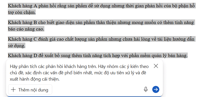 Phân tích nội dung bằng Copilot trong Word