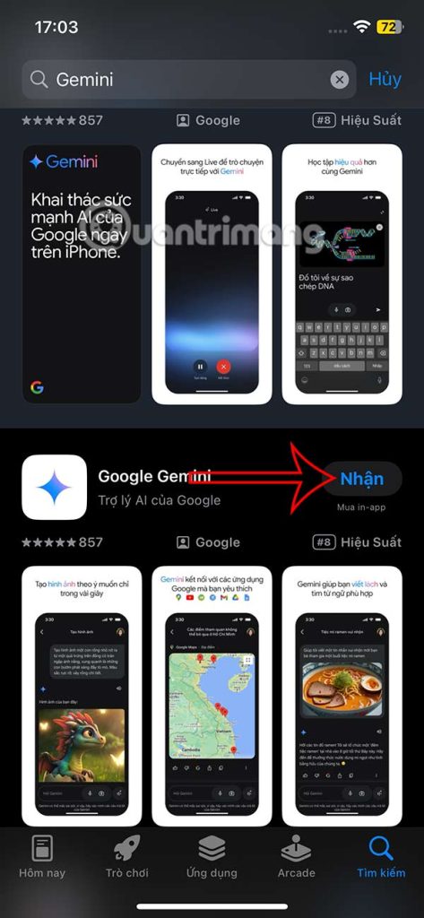 Cài đặt Gemini iPhone